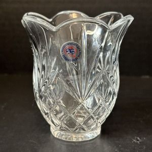 St George Crystal Vase 24% Fine Lead Crystal 4" Vase Hurricane Candle Vase